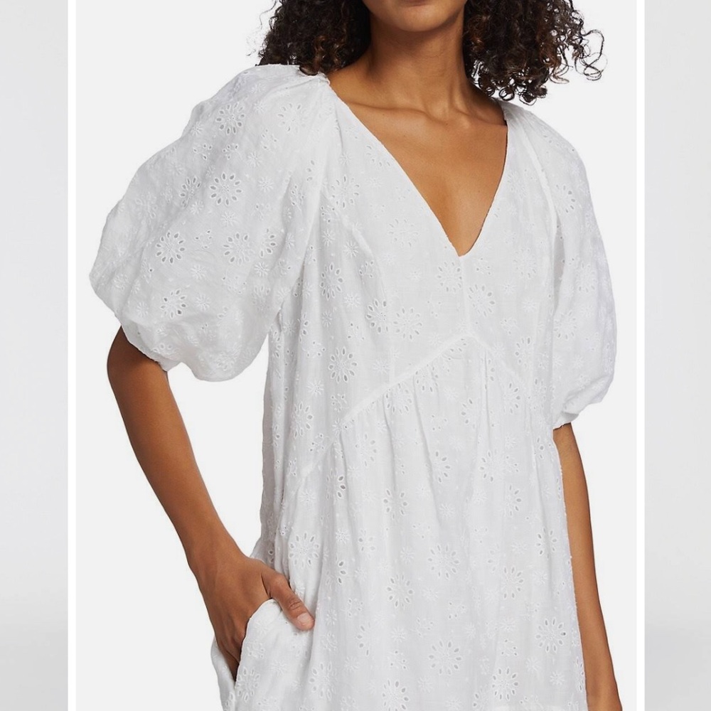 NWT $568 Frame V Neck Puff sleeve maxi dress white size X Small